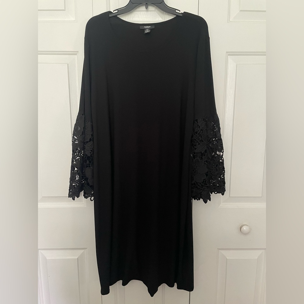 NWOT Alfani Black Shift Dress with Lace Bell Sleeves